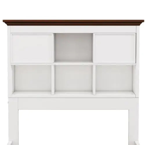 Solid Pine Captain Bookcase Bed With Trundle Bed And 3 Spacious Under Bed Drawers In Casual,Twin, White Walnut WEM Support (www.WEM.support)