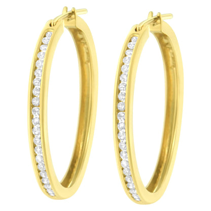 14K Yellow Gold 1/2 cttw Channel Set Diamond Classic Hoop Earrings (I-J Color, SI2-I1 Clarity) WEM Support (www.WEM.support)