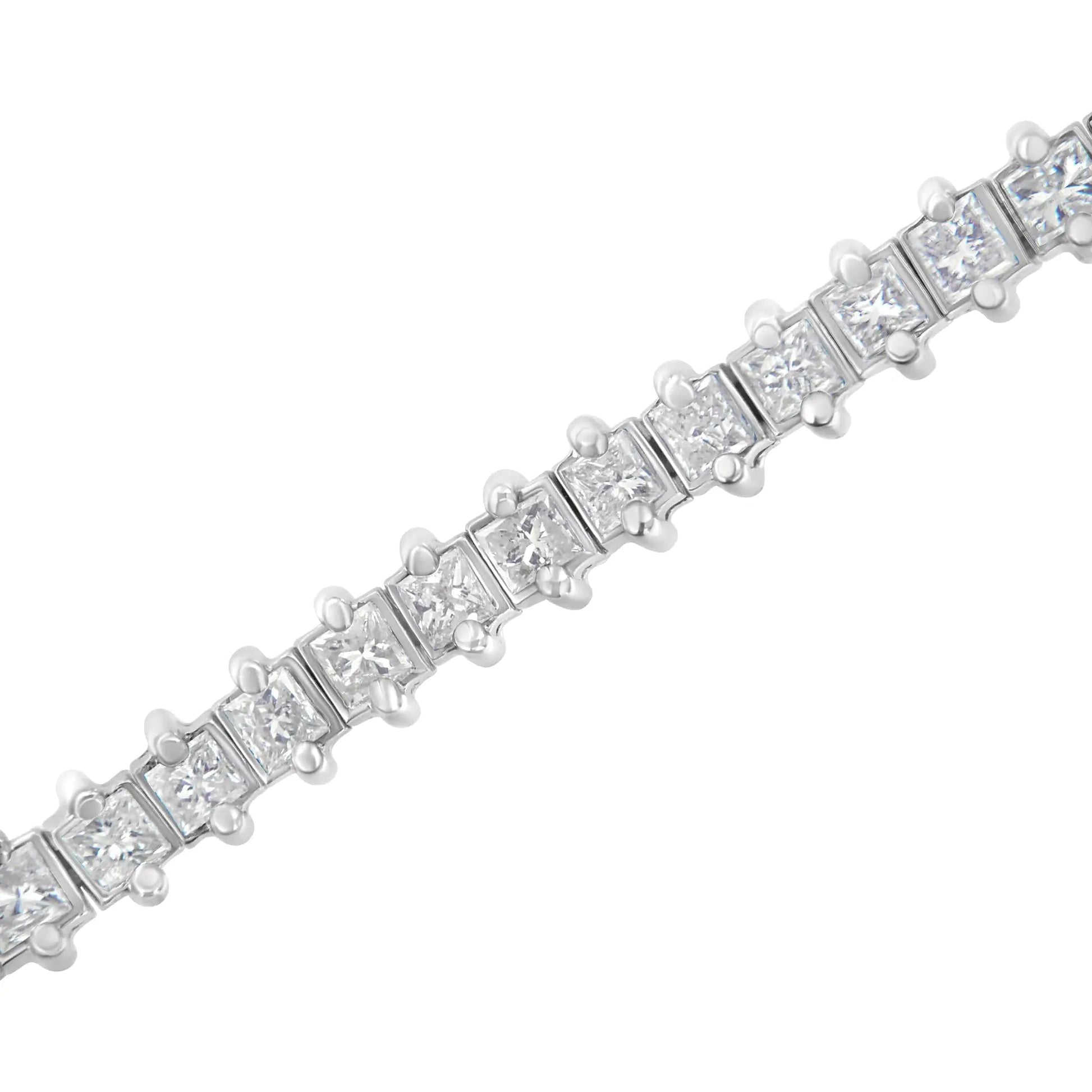 14K White Gold 5.0 Cttw Clarity Enhanced 2 Prong Set Princess-Cut Diamond Tennis Bracelet (H-I Color, I1-I2 Clarity) WEM Support (www.WEM.support)