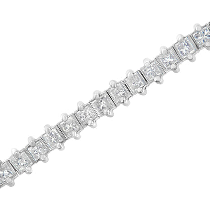 14K White Gold 5.0 Cttw Clarity Enhanced 2 Prong Set Princess-Cut Diamond Tennis Bracelet (H-I Color, I1-I2 Clarity) WEM Support (www.WEM.support)