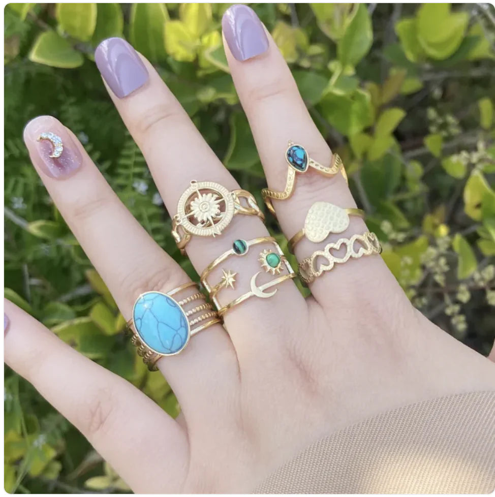 Women's Star & Moon Stainless Steel Ring WEM Support (www.WEM.support)