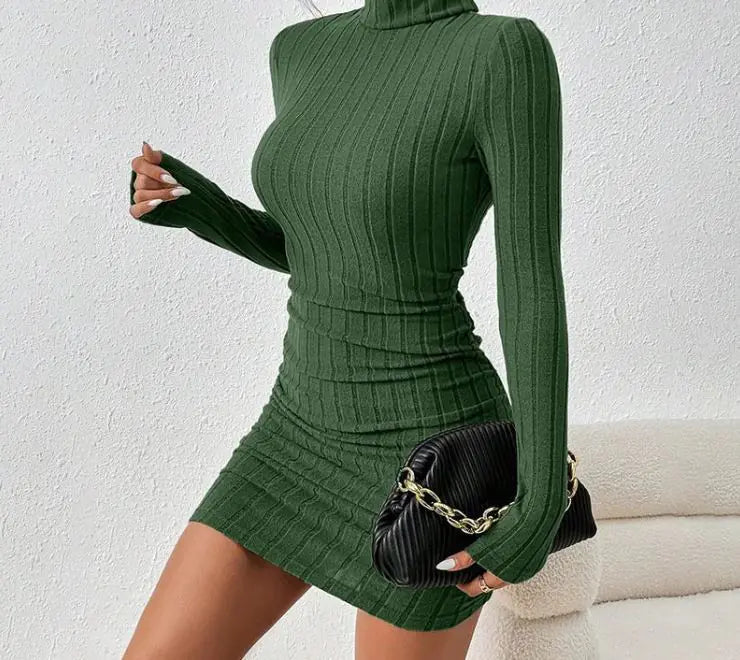 Turtleneck Slim Fit Knitted Elegant Dress WEM Support (www.WEM.support)