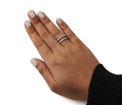 14k White Gold 1/2 Cttw Diamond Enhancer Wrap Ring Guard ( I-J Color, I2-I3 Clarity) WEM Support (www.WEM.support)