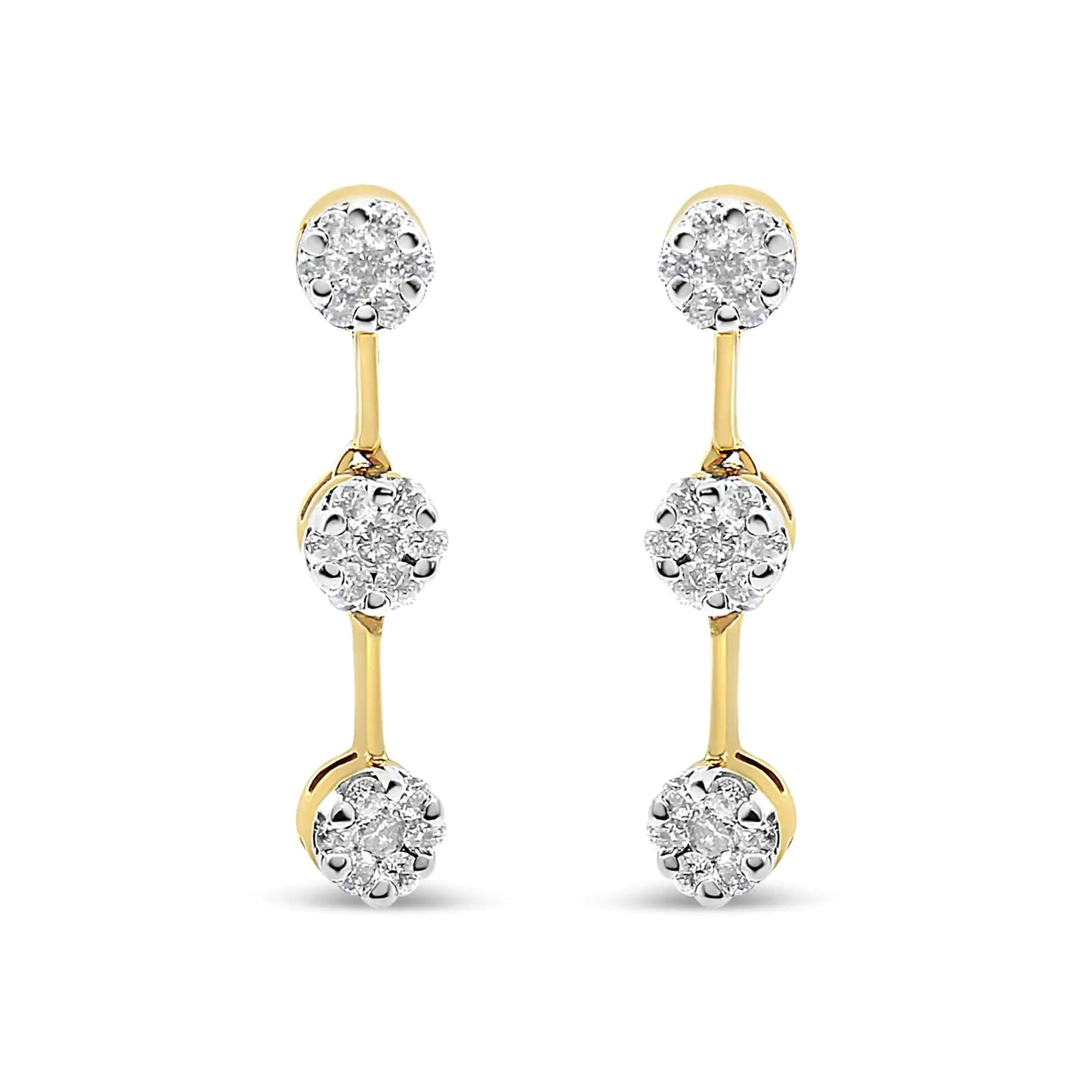 14K Yellow Gold Round Diamond Earrings (1.05 cttw, H-I Color, SI1-SI2 Clarity) WEM Support (www.WEM.support)