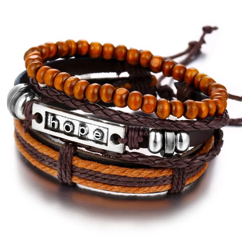Multilayer Leather Bracelet WEM Support (www.WEM.support)