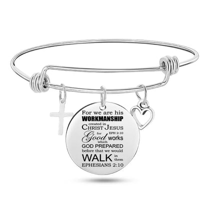 Stainless Steel Christian Charm Bracelet WEM Support (www.WEM.support)