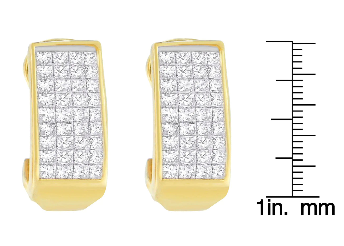 14K Yellow Gold 1 cttw Princess Cut Diamond Earrings (H-I, VS2-SI1) WEM Support (www.WEM.support)