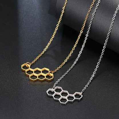 Horizonal Honeycomb Pendant With Bee And Chain WEM Support (www.WEM.support)