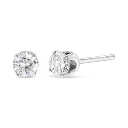 14K White Gold 5/8 Cttw Round Brilliant-Cut Near Colorless Diamond Classic 4-Prong Stud Earrings (H-I Color, I1-I2 Clarity) WEM Support (www.WEM.support)