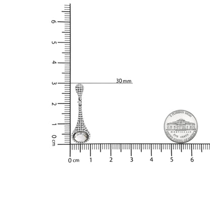 Black Rhodium Plated 18K White Gold 1 3/8 Cttw Round Pave Diamonds and 8x6mm Oval White Quartz Gemstone Sculptural Drop and Dangle Earrings (G-H Color, SI1-SI2 Clarity) WEM Support (www.WEM.support)