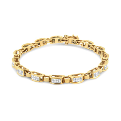14K Yellow Gold 2 1/2 Cttw Princess-Cut Diamond Link Tennis Bracelet (H-I Color, SI2-I1 Clarity) - 7.25" WEM Support (www.WEM.support)