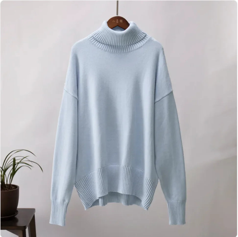Women's Solid Color Turtleneck Sweater WEM Support (www.WEM.support)