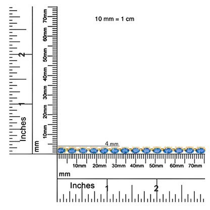 10K Yellow Gold and 4 Prong Set 6X4 MM Blue Topaz Link Tennis Bracelet - Size 7 Inches WEM Support (www.WEM.support)