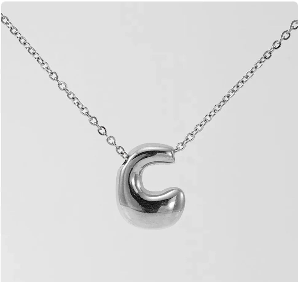 Women's Glossy Bubble Letter Pendant Necklace WEM Support (www.WEM.support)