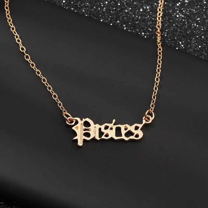 Retro Zodiac English Letter Alphabet Necklaces WEM Support (www.WEM.support)