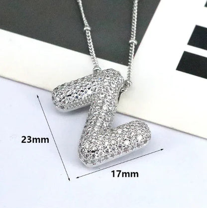 Brass Zircon Letter Necklace WEM Support (www.WEM.support)