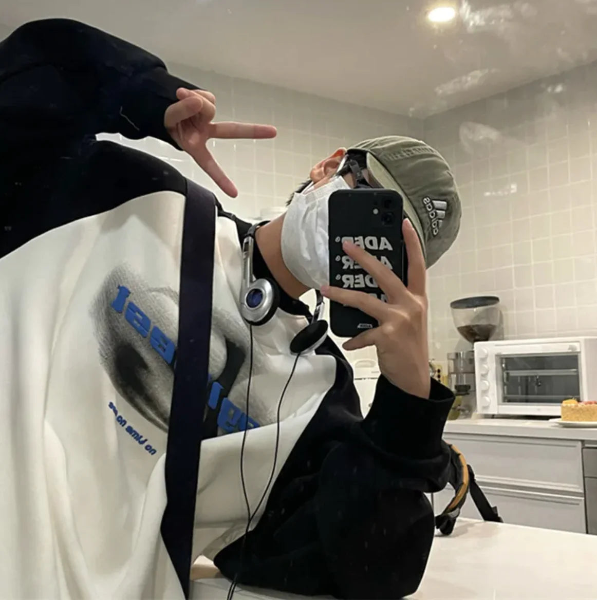 Virtual Shadow Printed Long-Sleeved Sweater WEM Support (www.WEM.support)