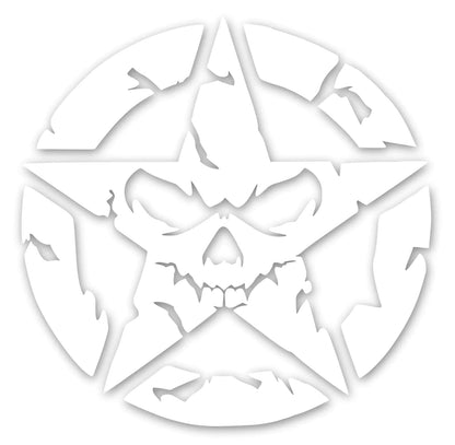 UR Impressions Calcomanía de Calavera Estrella para Coche, Camión, SUV, Motocicleta, Ventana|Blanco|5.5 pulgadas|URI084 HejK.com