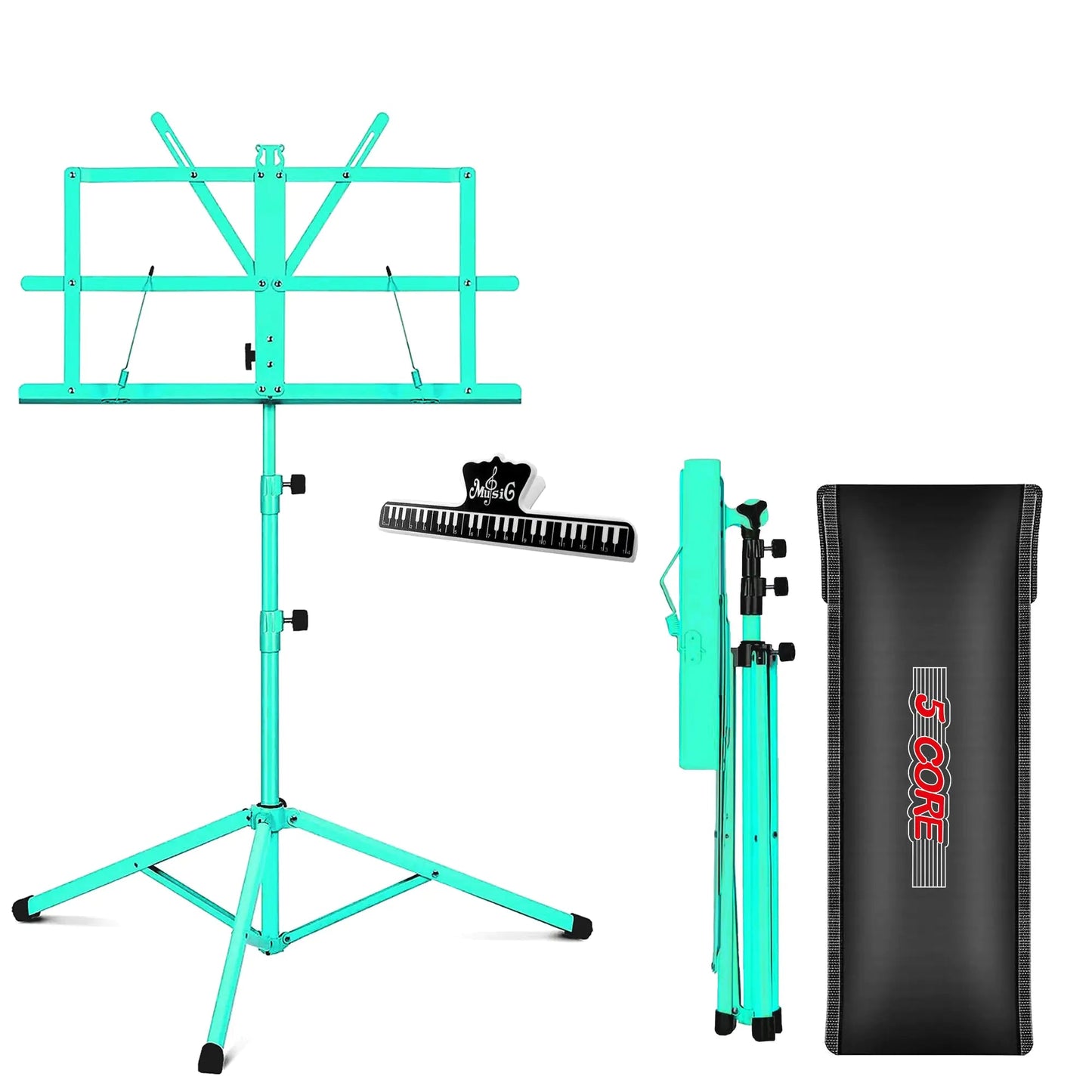 5Core Music Stand For Sheet Music Portable Tripod Adjustable Folding Note Holder GREEN WEM Support (www.WEM.support)