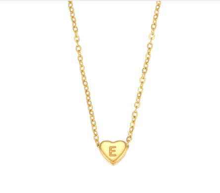 Heart Charm Gold Necklet - Initial Love HejK.com Marketplace LLC