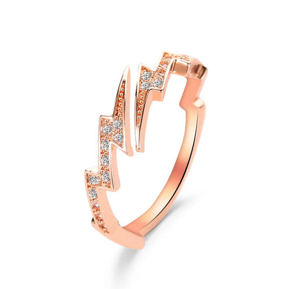 Irregular geometry zircon lightning ring - HejK.com Marketplace LLC