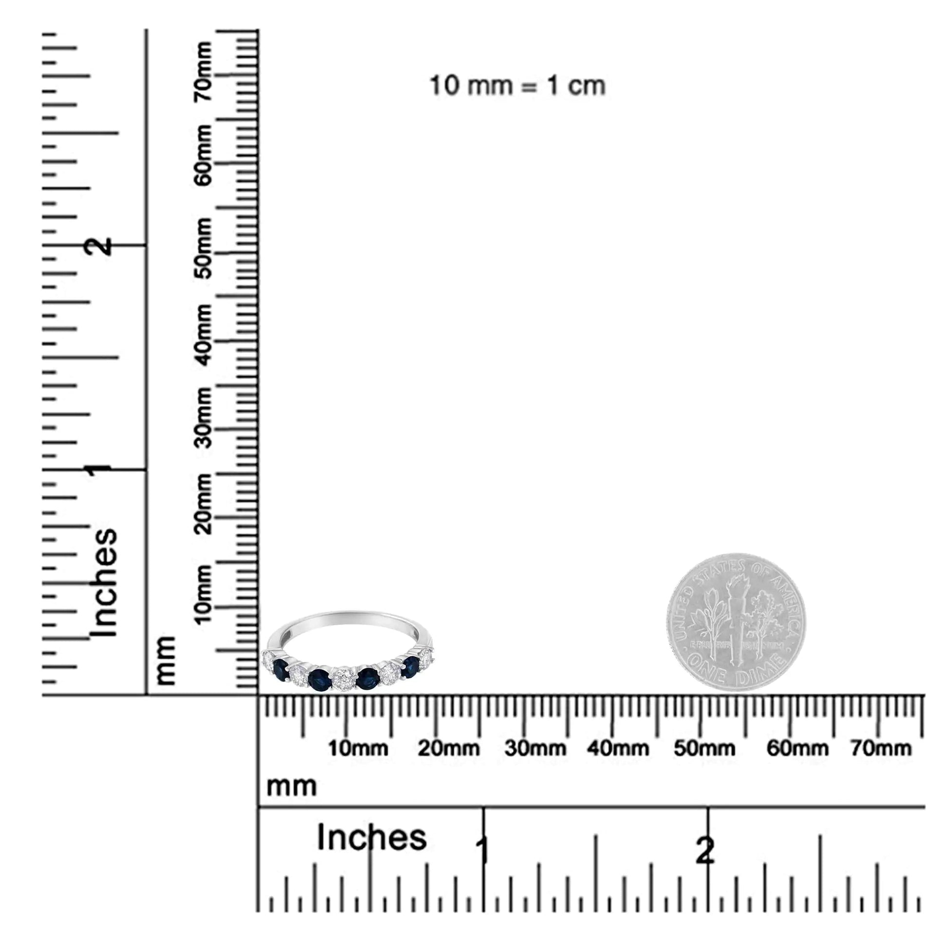 10KT White Gold 1/2 cttw Diamond and 3MM Created Gemstone Band Ring (H-I, I1-I2) WEM Support (www.WEM.support)
