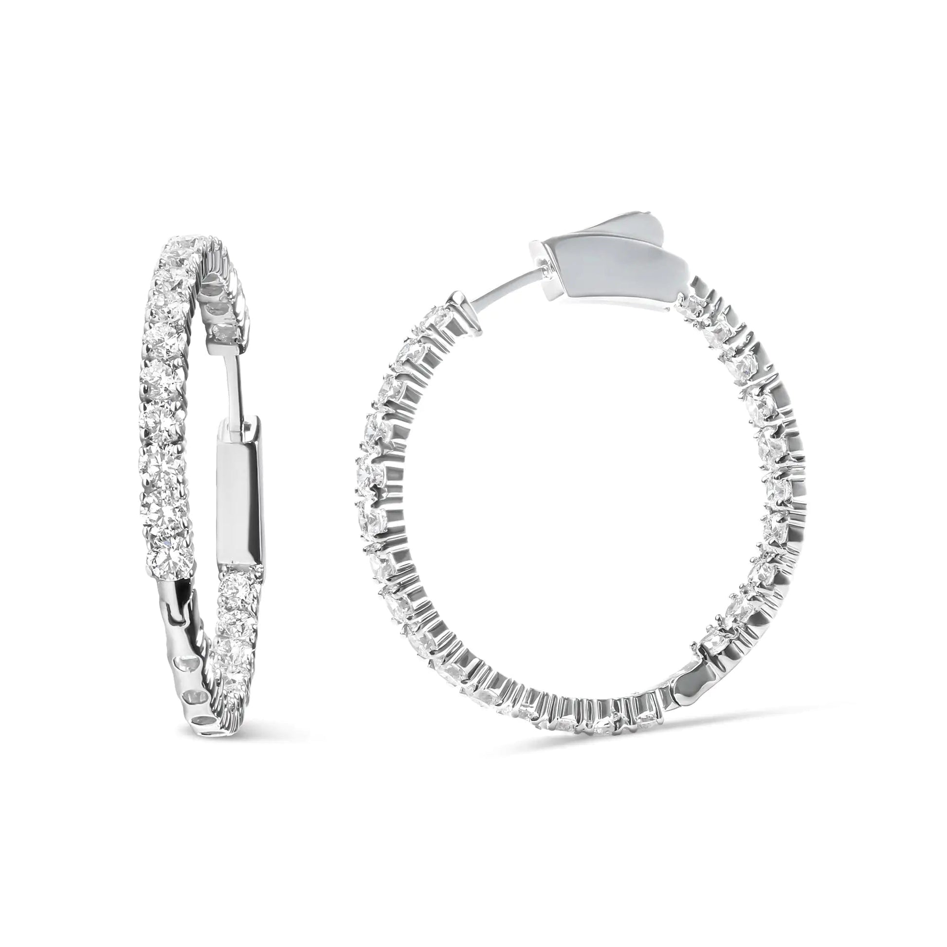 14K White Gold 3.00 Cttw Lab Grown Diamond Inside Out Hoop Earrings (F-G Color, VS1-VS2 Clarity) WEM Support (www.WEM.support)