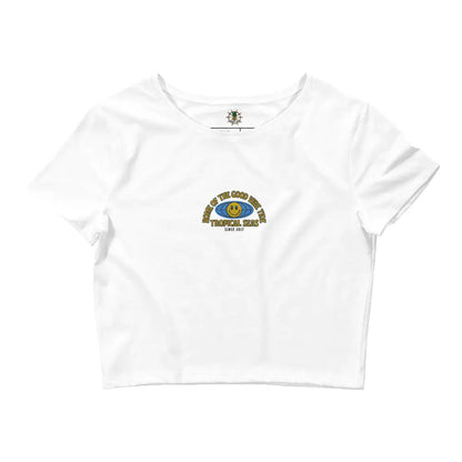 Women’s World Wide Good Vibes Crop Tee WEM Support (www.WEM.support)