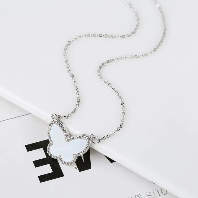 Butterfly Silver-Plated Pendant Necklace WEM Support (www.WEM.support)