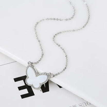 Butterfly Silver-Plated Pendant Necklace WEM Support (www.WEM.support)