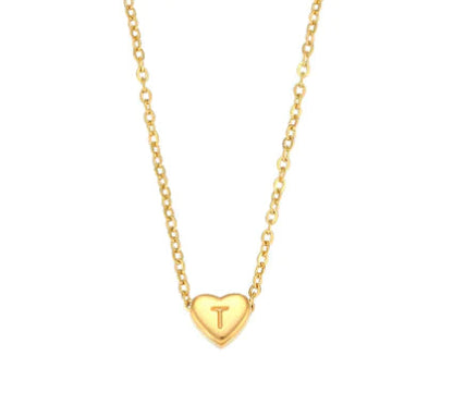 Heart Charm Gold Necklet - Initial Love HejK.com Marketplace LLC