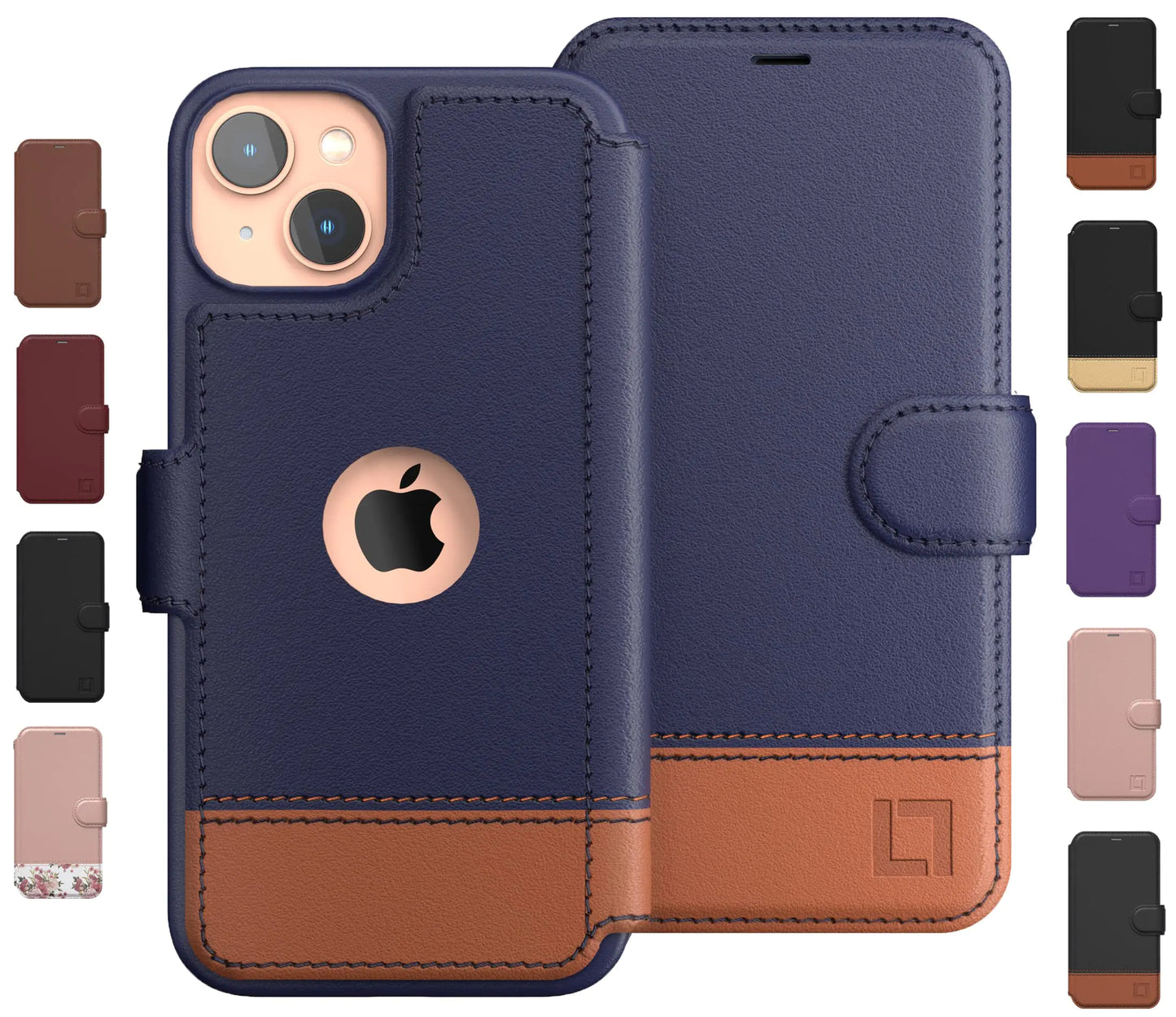 LUPA Legacy iPhone 14 Wallet Case for Women and Men, Case with Card Holder [Slim & Protective] for Apple 14 (6.1”), Leather i-Phone Cover, Cute Phone Case, Blue & Brown, Desert Sky