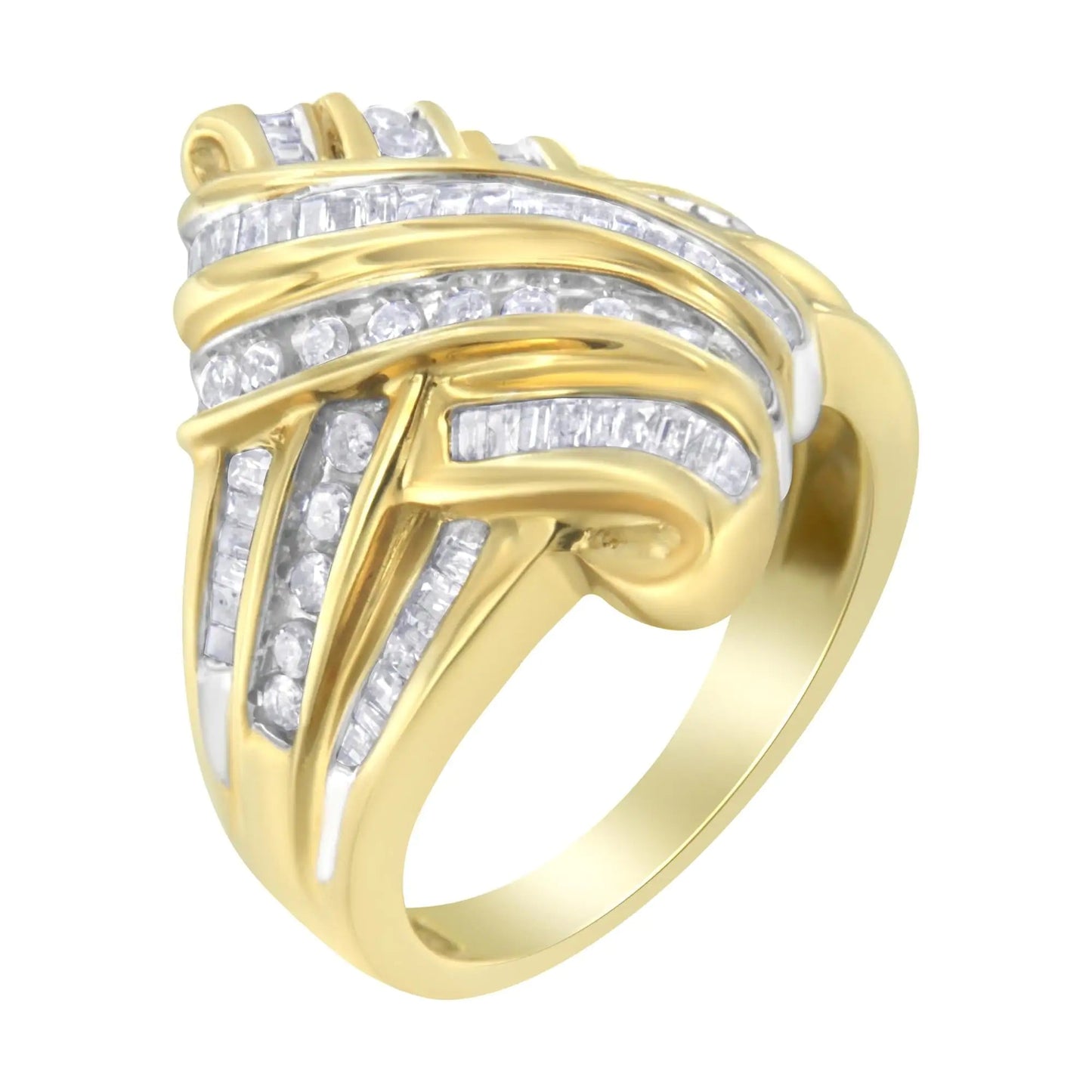 10K Yellow Gold Diamond Bypass Ring (1.0 cttw, H-I Color, I2-I3 Clarity) WEM Support (www.WEM.support)
