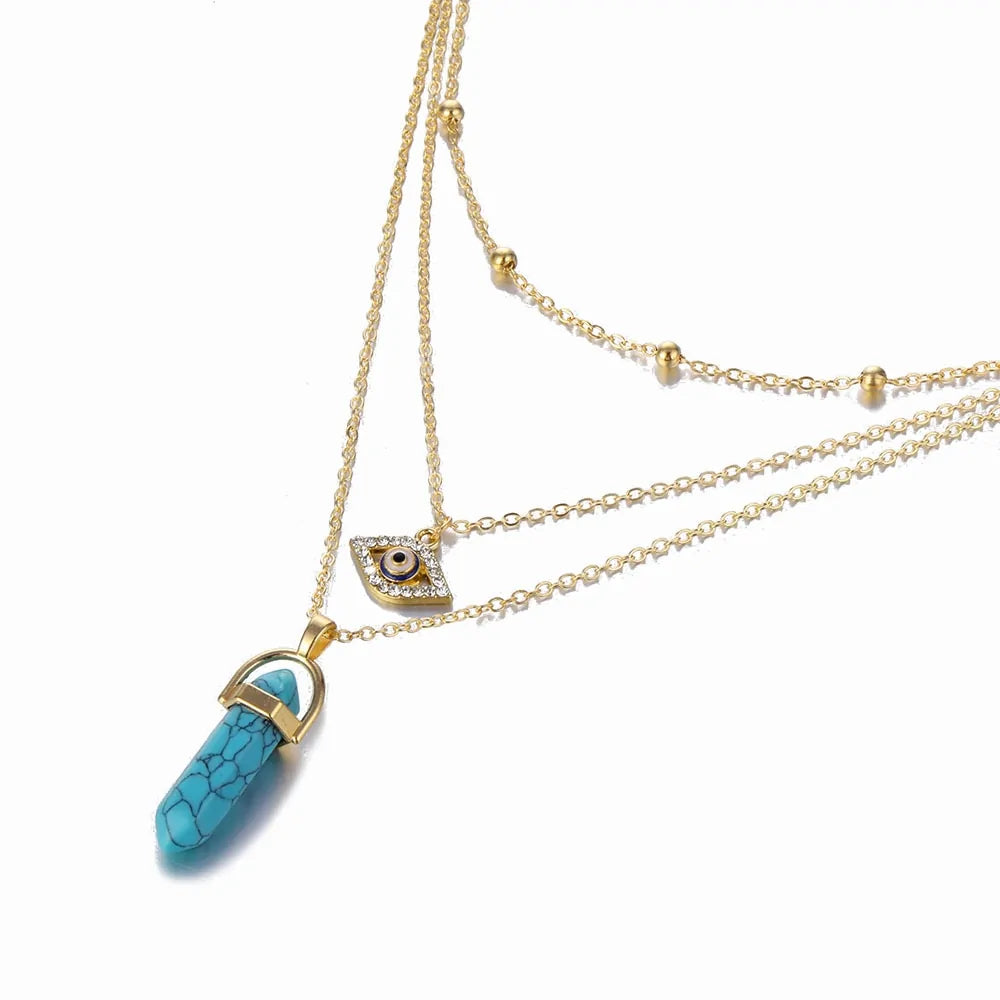 Hexagonal Column Quartz Necklaces Pendant WEM Support (www.WEM.support)