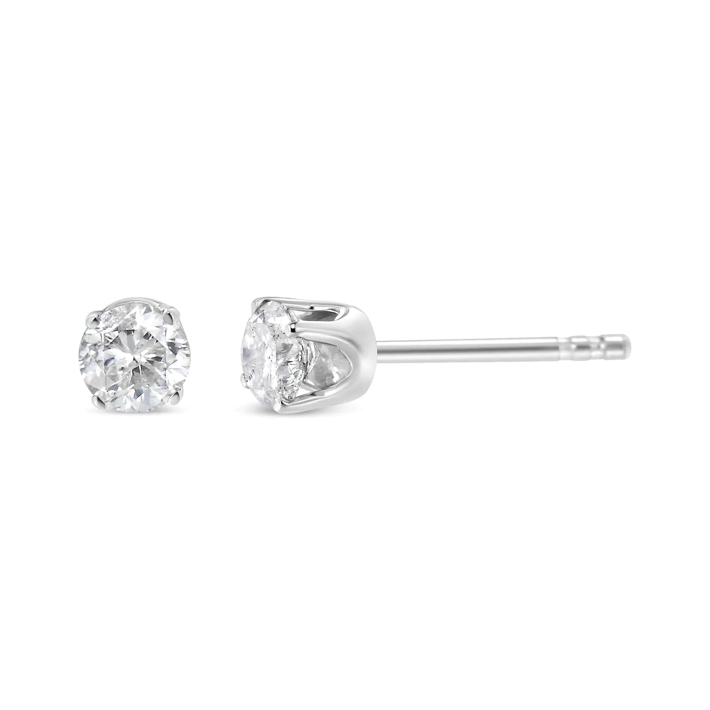 14K White Gold 3/4 Cttw Round Brilliant-Cut Near Colorless Near Colorless Diamond Classic 4-Prong Stud Earrings (J-K Color, I1-I2 Clarity) WEM Support (www.WEM.support)