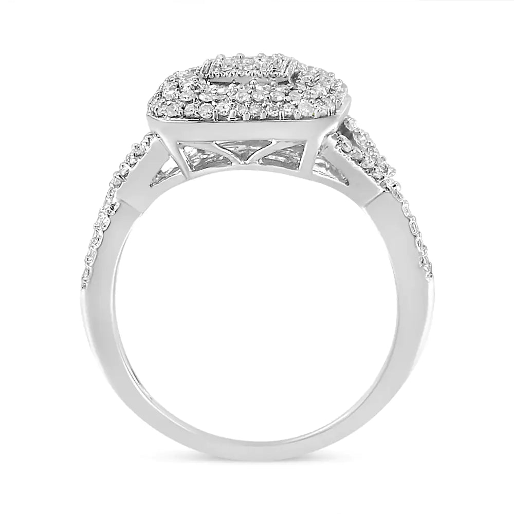 .925 Sterling Silver 1/2 Cttw Round-Cut Diamond Cluster Cushion Ring (I-J , I1-I2) WEM Support (www.WEM.support)