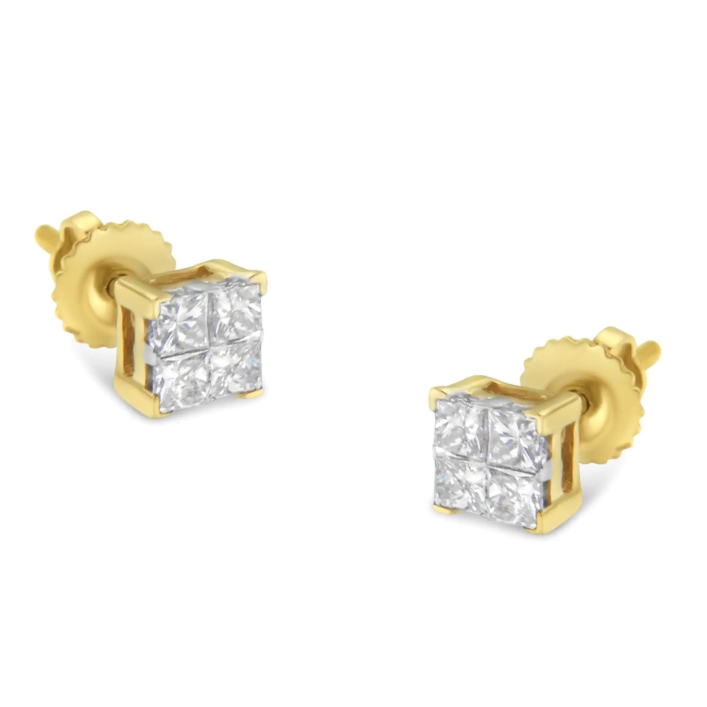 10K Gold Princess Diamond Composite Stud Earring (1/2 cttw, I-J Color, I1-I2 Clarity) WEM Support (www.WEM.support)