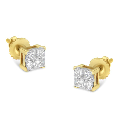 10K Gold Princess Diamond Composite Stud Earring (1/2 cttw, I-J Color, I1-I2 Clarity) WEM Support (www.WEM.support)