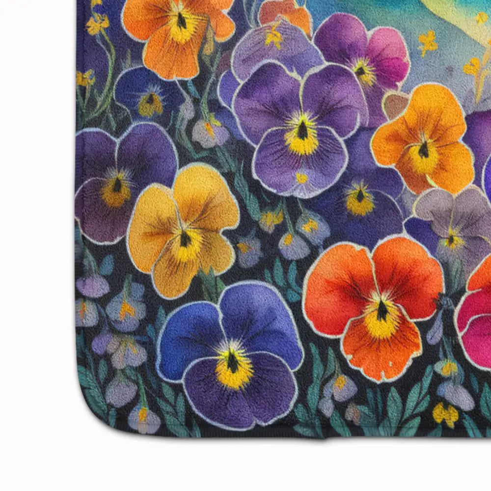 Pansies in Color Memory Foam Kitchen Mat WEM Support (www.WEM.support)