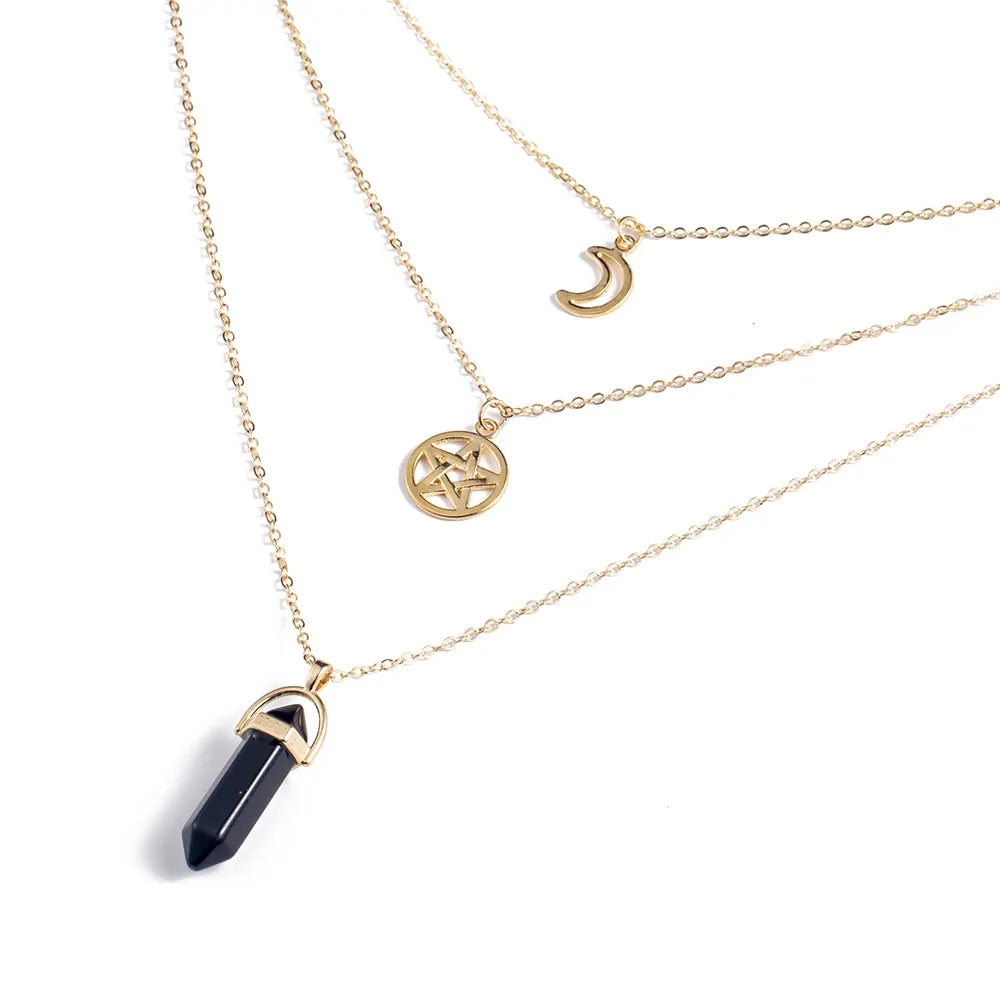 Hexagonal Column Quartz Necklaces Pendant WEM Support (www.WEM.support)