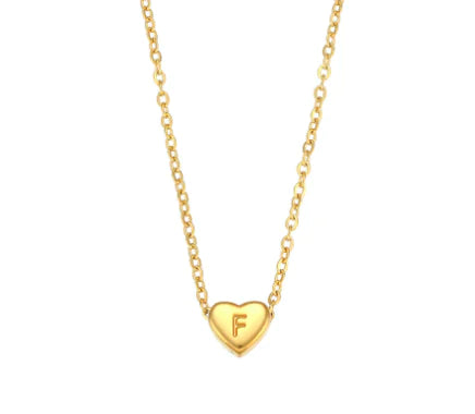 Heart Charm Gold Necklet - Initial Love HejK.com Marketplace LLC