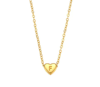 Heart Charm Gold Necklet - Initial Love HejK.com Marketplace LLC