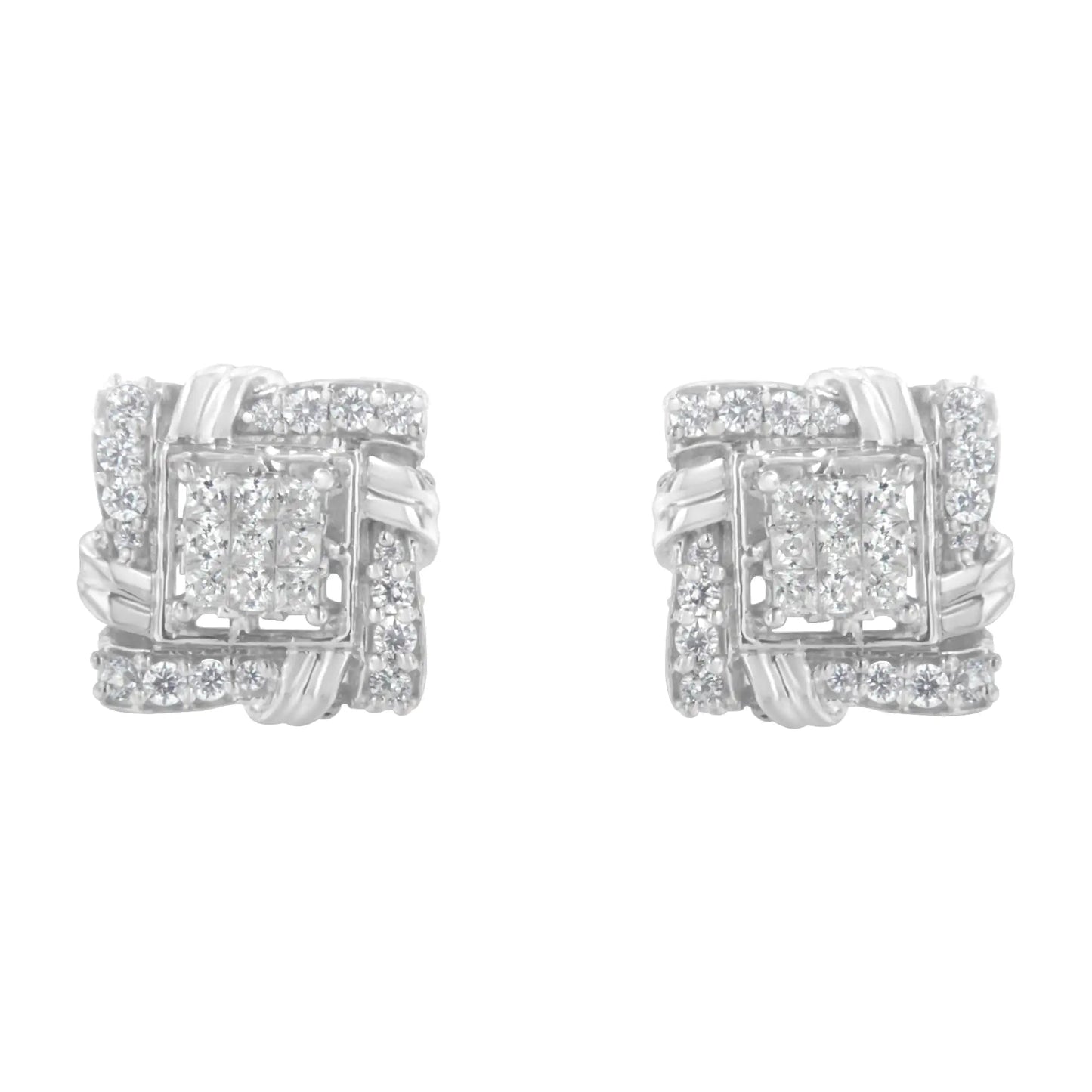 .925 Sterling Silver 1/2 Cttw Round-Cut Diamond Stud Earrings (I-J Color, I1-I2 Clarity) WEM Support (www.WEM.support)