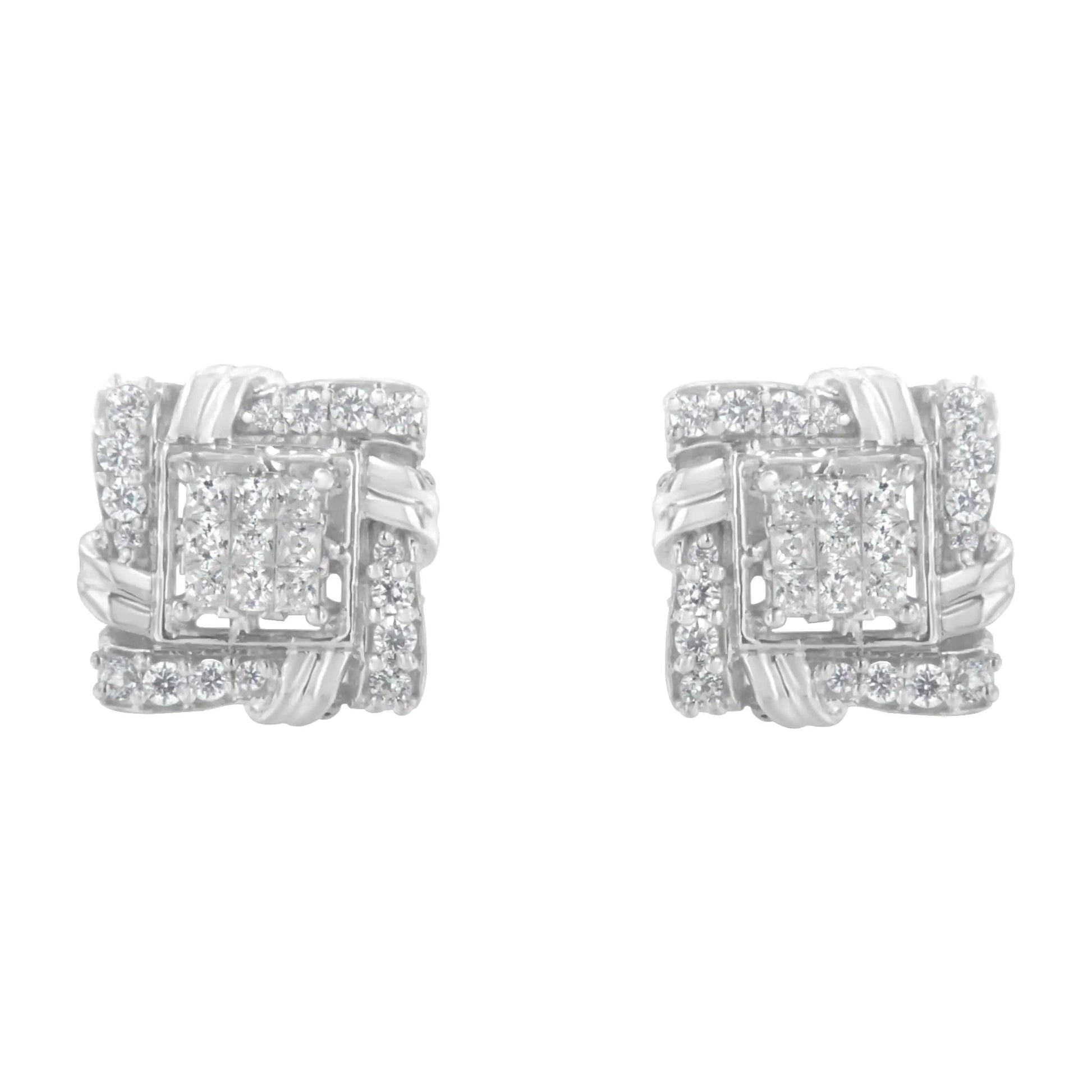 .925 Sterling Silver 1/2 Cttw Round-Cut Diamond Stud Earrings (I-J Color, I1-I2 Clarity) WEM Support (www.WEM.support)