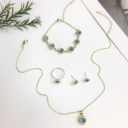 Luxury Cutout Heart Colored Zircon Stud Earring Bracelet Necklace WEM Support (www.WEM.support)