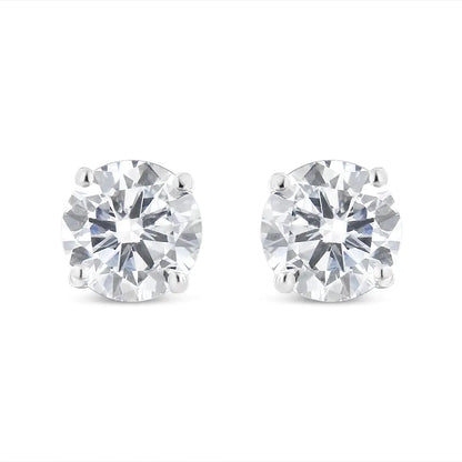 10K White Gold 1.00 Cttw Round Brilliant-Cut Diamond Classic 4-Prong Stud Earrings with Screw Backs (I-J Color, SI1-SI2 Clarity) WEM Support (www.WEM.support)