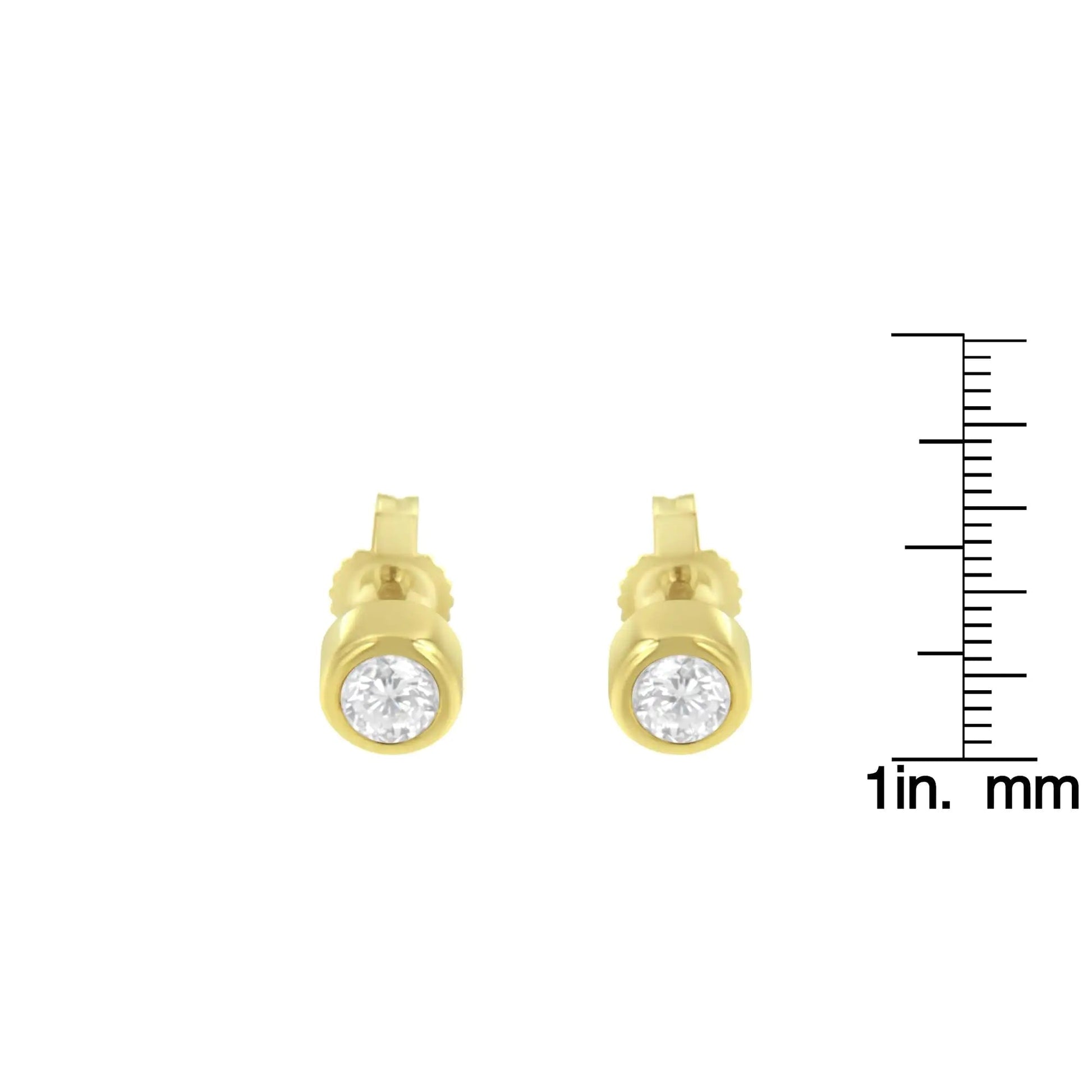10K Gold 0.30 Cttw Round Brilliant-Cut Near Colorless Diamond Bezel-Set Stud Earrings (H-I Color, I1-I2 Clarity) WEM Support (www.WEM.support)