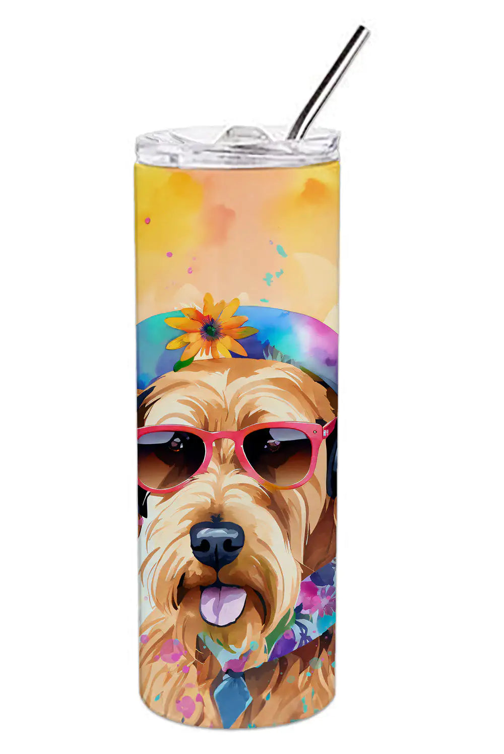 Airedale Terrier Hippie Dawg Stainless Steel Skinny Tumbler WEM Support (www.WEM.support)