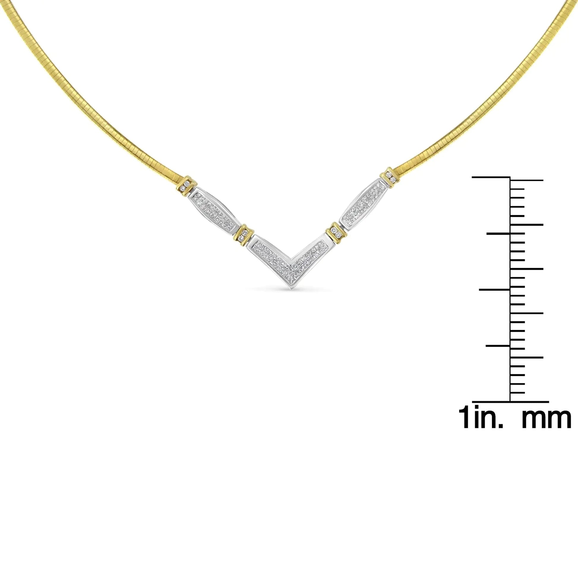 14K Two-Toned Gold 1 cttw Diamond Chevron "V" Necklace (H-I, SI1-SI2) WEM Support (www.WEM.support)