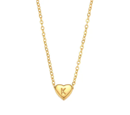Heart Charm Gold Necklet - Initial Love HejK.com Marketplace LLC
